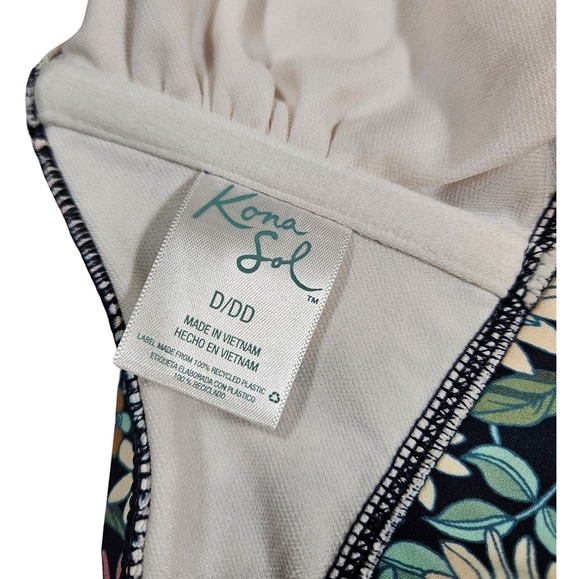 Kona Sol Strapless Bikini Top Dark Blue Floral, 32 D/DD - Picture 7 of 13